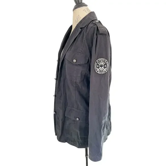 NWT $148 Express utility military style jacket, cotton, metal buttons, size L - Picture 9 of 13